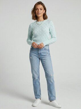 *Zara Blue Cable Knit Crew Neck Sweater